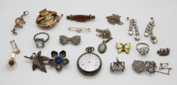 A hallmarked silver fob watch by H.