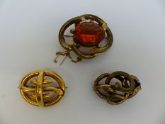 Three Victorian pinchbeck brooches,