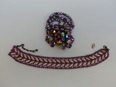 A Butler & Wilson choker set with iridescent pink beads and pink stones and a Butler & Wilson
