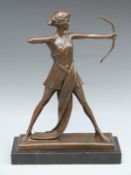 A bronze classical figure of Diana impressed Pierre Le Faguays,