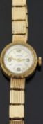 Sekonda 9ct gold ladies wristwatch with two-tone gold hands, Arabic numerals baton markers,