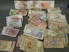 Over 160 used world bank notes to include USA, UK,Germany, Egypt, Italy, Spain, France, Bermuda,