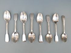Eight various Georgian and later hallmarked silver teaspoons,