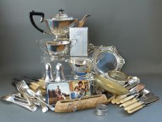 A quantity of silver plated ware to include tea set,