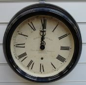 Newgate dial wall clock with Arabic numerals in black finish case,