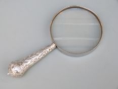 Victorian hallmarked silver handled magnifying glass, Birmingham 1897, maker's mark rubbed,
