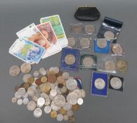 A quantity of UK, USA and Spanish coinage,