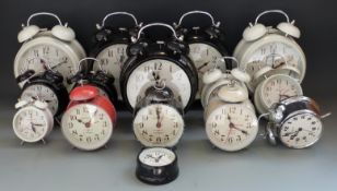 Fifteen Newgate quartz alarm clocks etc in the retro style, some with distressed effect,