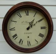 Newgate London quartz dial wall clock with ivory finish Roman dial, in mahogany finish case,