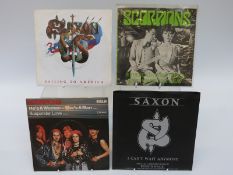 Approximately 50 singles from Scorpions and Saxon including picture discs,