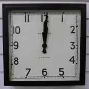 Newgate square quartz wall clock in steel black finish case,