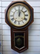 Ansonia Clock Co late 19thC drop dial wall clock,