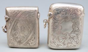 Two Edward VII hallmarked silver vesta cases, one Birmingham 1901, maker W G Keight & Co,