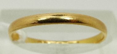 A 22ct gold ring/ wedding band, Birmingham 1934, size I, 1.