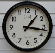 Newgate dial wall clock with Arabic numerals in black case