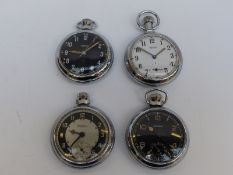 Two c1950s Smiths pocket watches together with two Ingersoll examples,