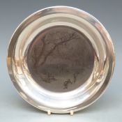 James Wyeth hallmarked silver limited edition Franklin Mint plate 'Skating on The Brandywine',