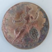 George II 1731 young head cuirassed bust VF obverse,