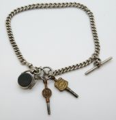 A hallmarked silver Albert with hardstone swivel fob