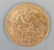 1912 George V gold half sovereign