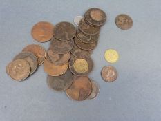 A small collection of coins to include Victorian silver