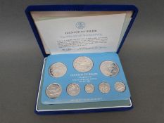 A cased solid sterling silver Coinage of Belize proof set