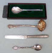 Georgian hallmarked silver berry sifter spoon, London 1808, length 17cm, 45g ,