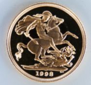 1998 cased proof gold full sovereign no.