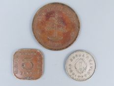 Lee Hedges & Co Demattagodde Mills 1876 Ceylon/Sri Lanka plantation token, together with an India,