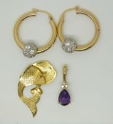 A pair of 9ct gold earrings,