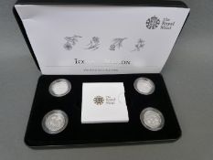 2013 / 2014 Royal Mint silver proof set of four piedfort £1 coins 'Icons of a Nation',