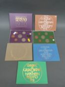 Seven Royal Mint UK proof coin sets 1970s and 1980 examples