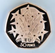1998 proof EEC anniversary gold 50 pence coin, with certificate no.