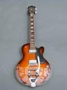 DeArmond M-75T c1970 Les Paul style solid mahogany electric Bigsby Tremelo guitar,