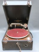Columbia c1930s wind up portable gramophone 'Viva-tonal Grafonola' no 202 in black Rexine finish