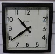 Newgate square quartz wall clock in steel black finish case,