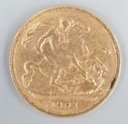 1901 Victoria gold half sovereign
