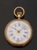 American Watch Company 18ct gold keyless winding open faced pocket watch with black hands,