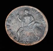 Proof William and Mary halfpenny 1694 struck in copper, conjoined busts right,
