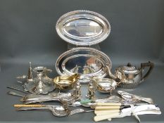 Silver plated items including a pair of Mappin & Webb oval dishes, small tea pot,