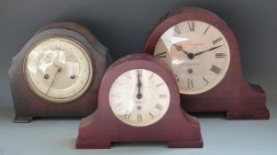 Bentima 8 day oak cased mantel clock c1930's together with two contemporary Newgate quartz