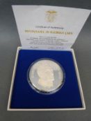 1975 cased Panama 20 Balboas silver coin,