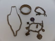 A hallmarked silver bangle by Walker & Hall, Indian sterling silver necklace,