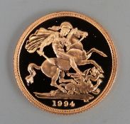 1994 cased proof gold full sovereign no.