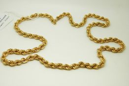 A large 18ct gold rope twist necklace, 52.