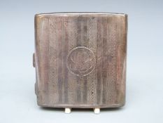 George V hallmarked silver cigarette case with engraved decoration,