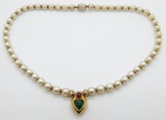 A vintage Bulgari necklace of cultured pearls,
