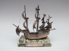 Hallmarked silver limited edition 277/500 model of the Mary Rose with hallmarked silver plaque,