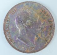 William IV penny 1831 toned copper bare head, Britannia reverse,