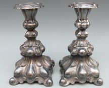 A pair of Danish white metal candlesticks with tower mark (1949), maker Johannes Siggaard, 17.